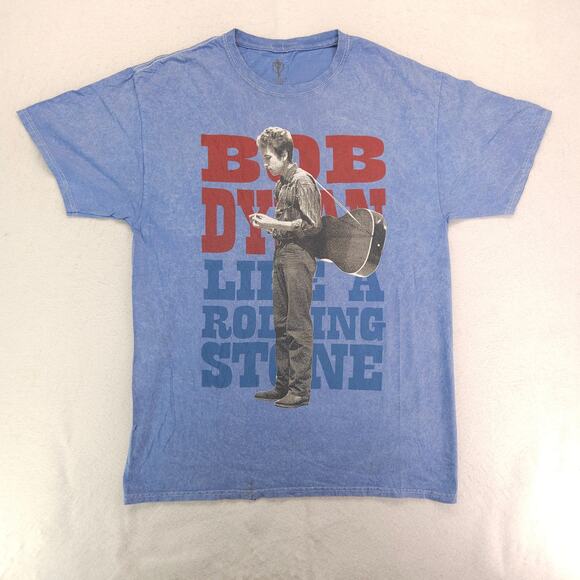 Authentic Bob Dylan Band Short Sleeve Graphic T Shirt Adult Mens Size L Blue - Picture 2 of 10
